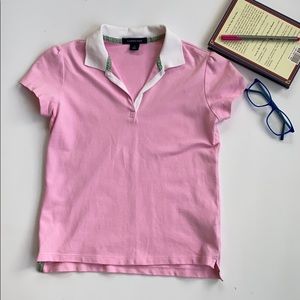 Lands End pink preppy cotton polo shirt size 7-8